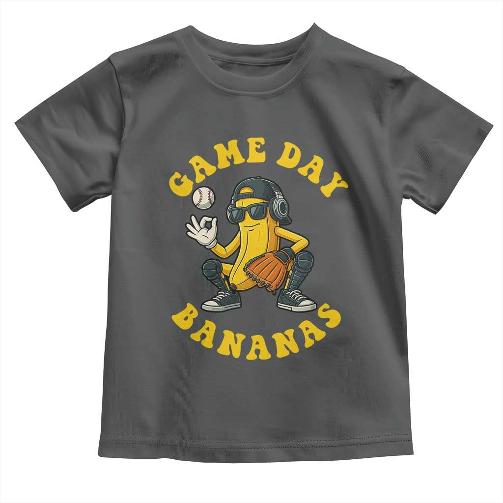 Cute Bananas Graphic Toddler T Shirt Game Day Cool Catcher Baseball Lover TS02 Dark Heather Print Your Wear