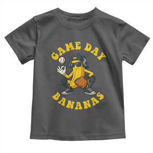Cute Bananas Graphic Toddler T Shirt Game Day Cool Catcher Baseball Lover TS02 Dark Heather Print Your Wear