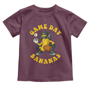 Cute Bananas Graphic Toddler T Shirt Game Day Cool Catcher Baseball Lover TS02 Maroon Print Your Wear