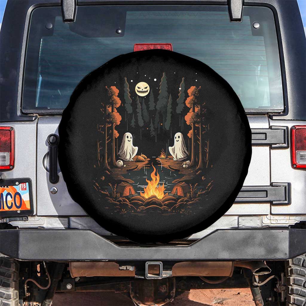 Cute Boo Spooky Ghost Camping Spare Tire Cover In The Forest Gothic Halloween TS02 No hole Black Print Your Wear