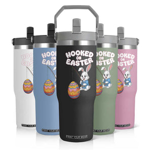 Cute Bunny Fishing Flip Straw Tumbler Hooked for Easter Eggs Funny Holiday TS02 Print Your Wear