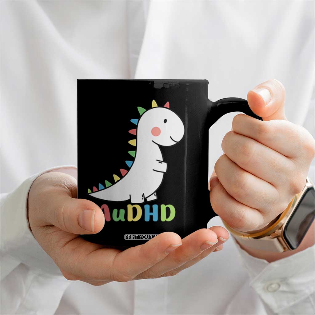 Cute Dinosaur AuDHD Coffee Mug ADHD Awareness TS02 Print Your Wear