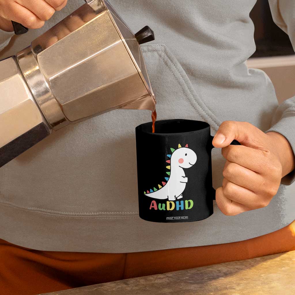 Cute Dinosaur AuDHD Coffee Mug ADHD Awareness TS02 Print Your Wear
