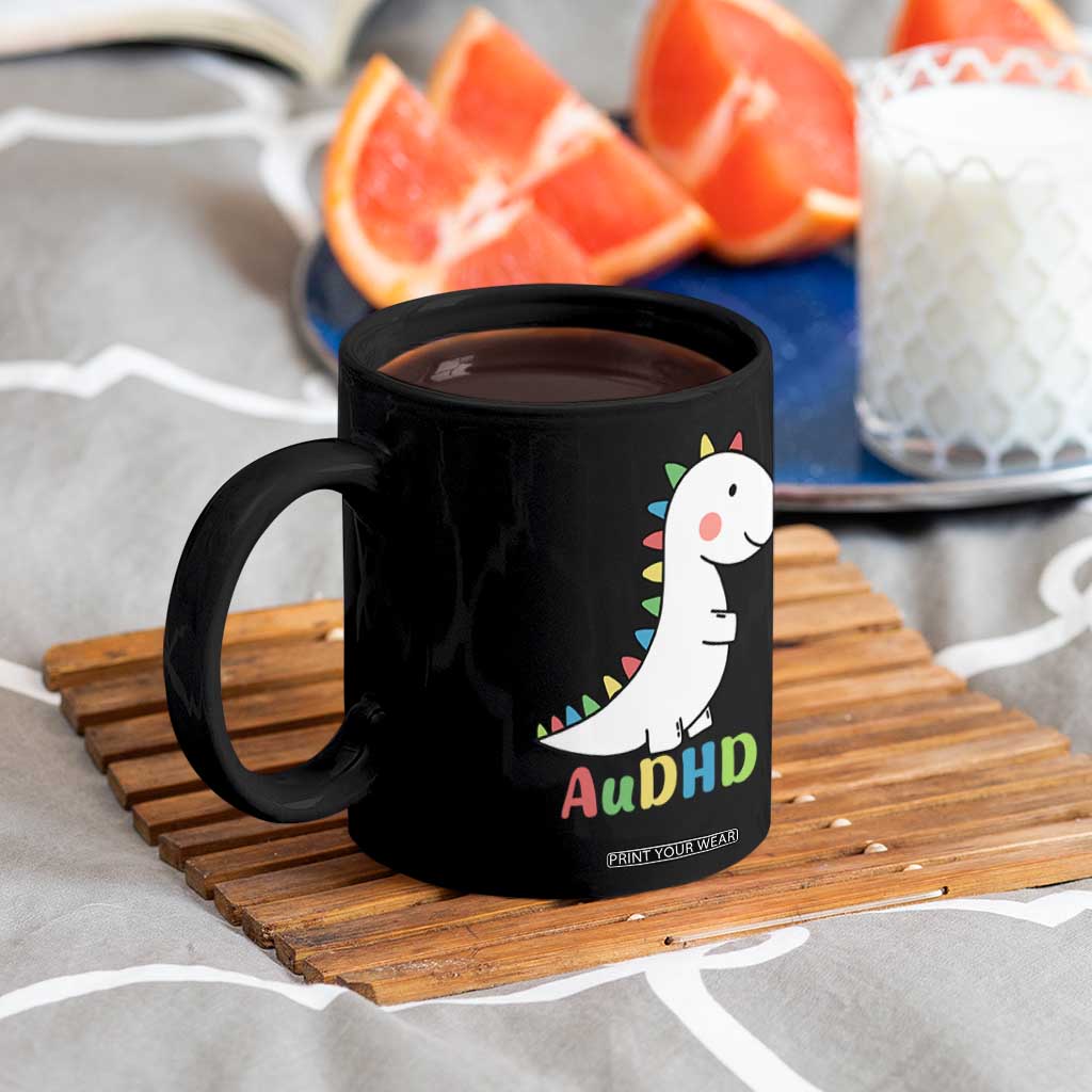 Cute Dinosaur AuDHD Coffee Mug ADHD Awareness TS02 Print Your Wear