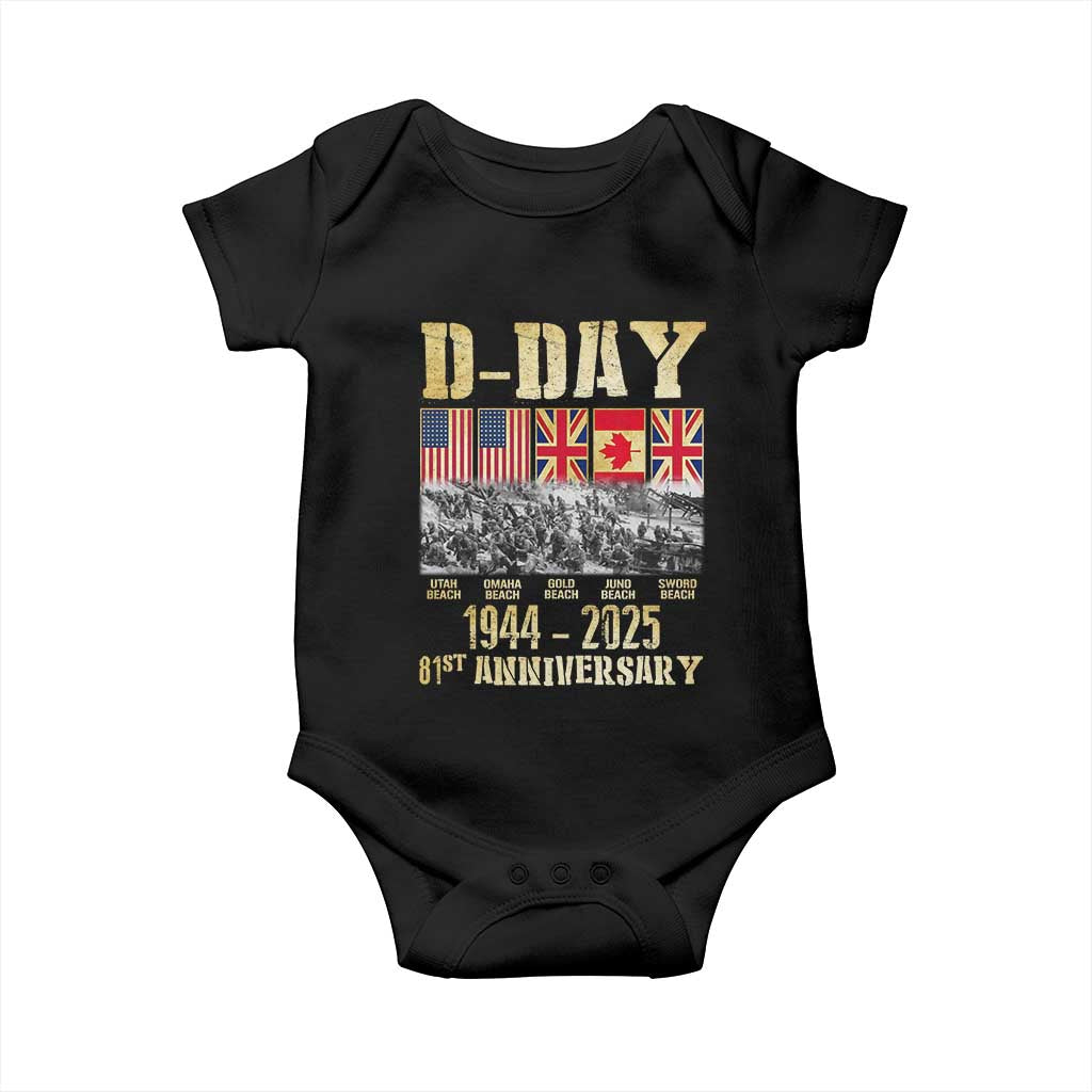 D Day 81st Anniversary Honor History Normandy WWII Baby Onesie TS11 Black Print Your Wear