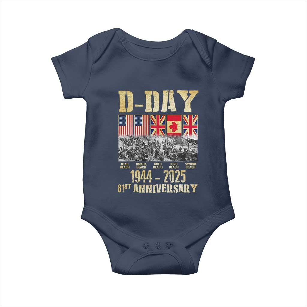 D Day 81st Anniversary Honor History Normandy WWII Baby Onesie TS11 Navy Print Your Wear