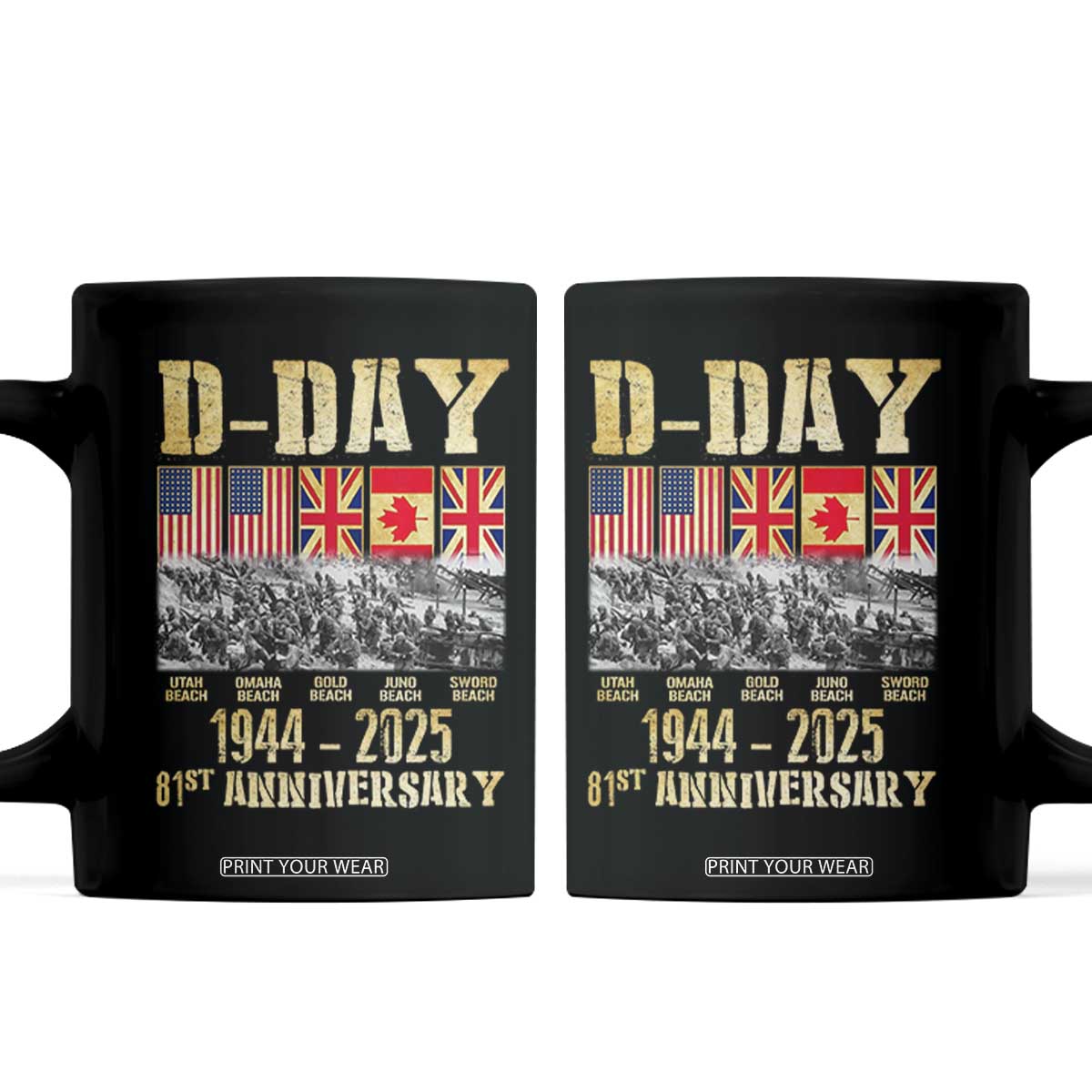 D Day 81st Anniversary Honor History Normandy WWII Coffee Mug TS11 Black Print Your Wear