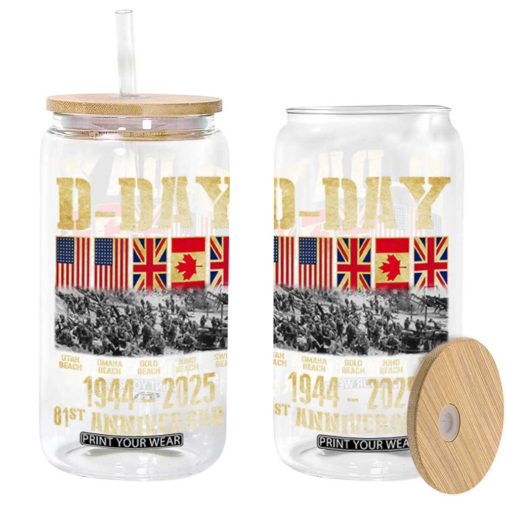 D Day 81st Anniversary Honor History Normandy WWII Glass Can TS11 Black Print Your Wear