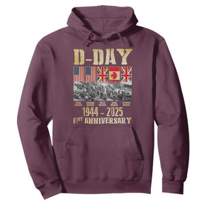 D Day 81st Anniversary Honor History Normandy WWII Hoodie TS11 Maroon Print Your Wear