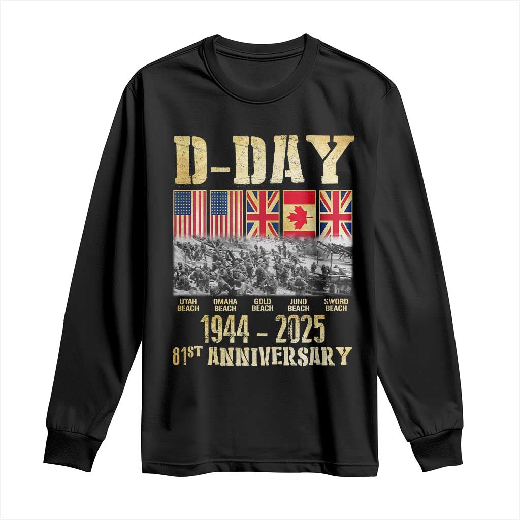 D Day 81st Anniversary Honor History Normandy WWII Long Sleeve Shirt TS11 Black Print Your Wear