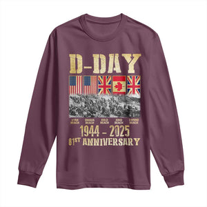D Day 81st Anniversary Honor History Normandy WWII Long Sleeve Shirt TS11 Maroon Print Your Wear