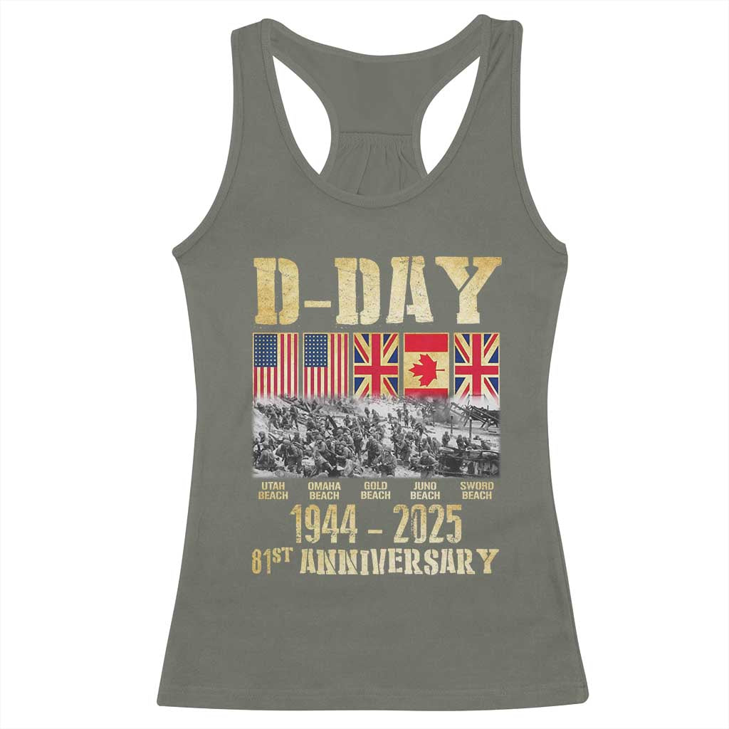 D Day 81st Anniversary Honor History Normandy WWII Racerback Tank Top TS11 Military Green Print Your Wear