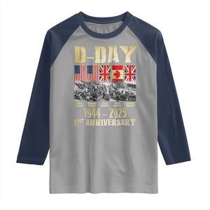 D Day 81st Anniversary Honor History Normandy WWII Raglan Shirt TS11 Sport Gray Navy Print Your Wear