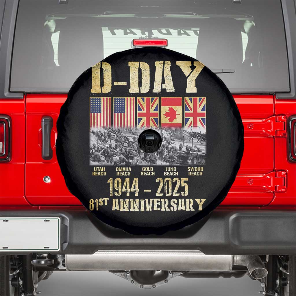 D Day 81st Anniversary Honor History Normandy WWII Spare Tire Cover TS11 Black Print Your Wear