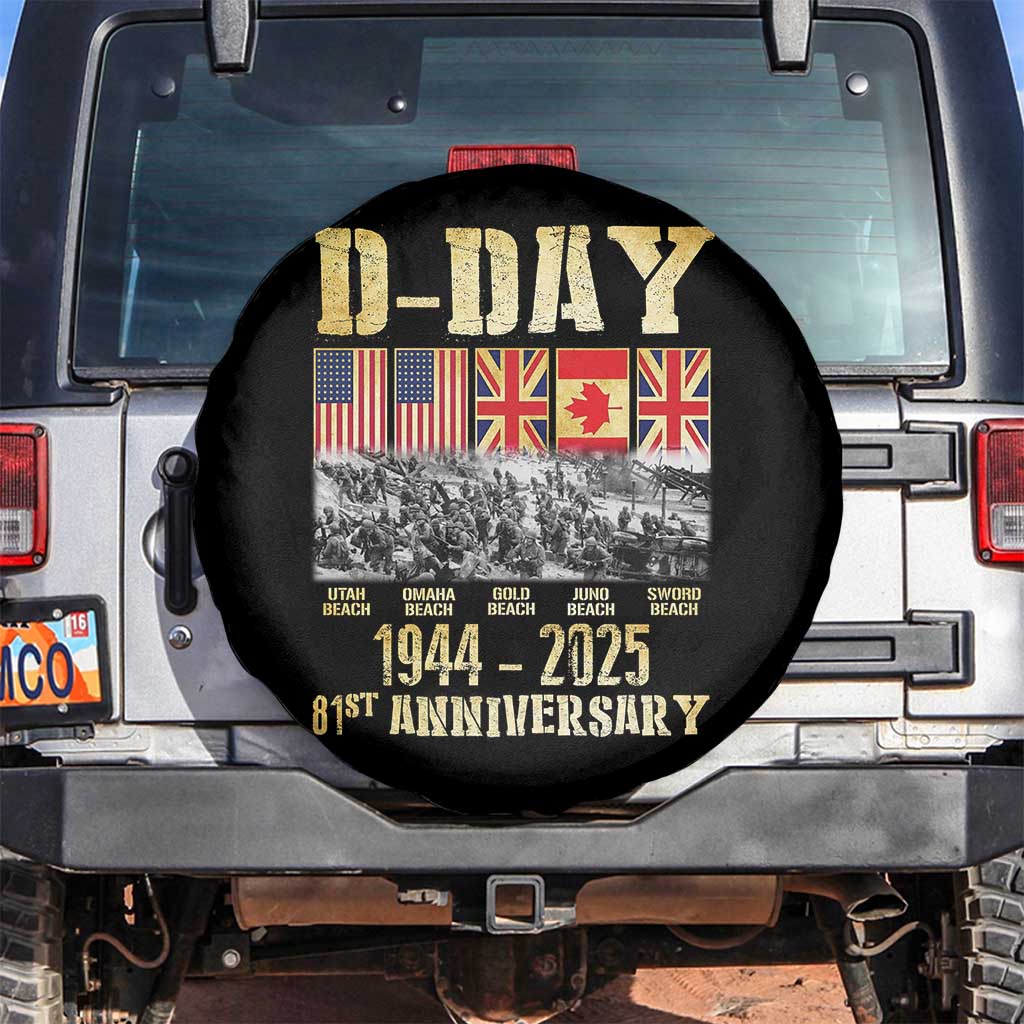 D Day 81st Anniversary Honor History Normandy WWII Spare Tire Cover TS11 No hole Black Print Your Wear