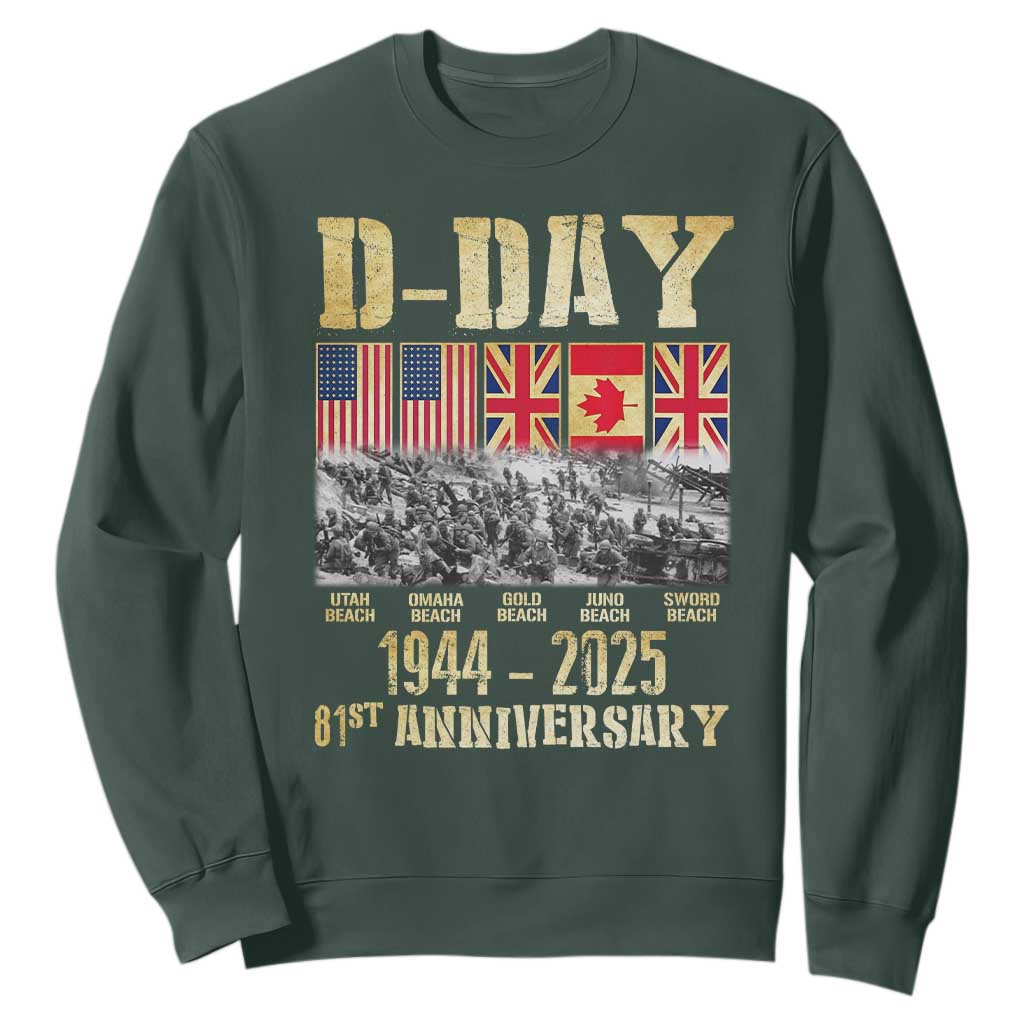 D Day 81st Anniversary Honor History Normandy WWII Sweatshirt TS11 Dark Forest Green Print Your Wear