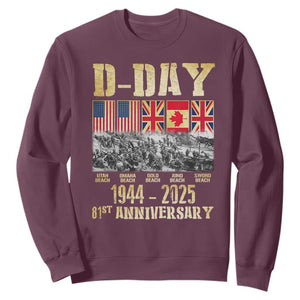 D Day 81st Anniversary Honor History Normandy WWII Sweatshirt TS11 Maroon Print Your Wear