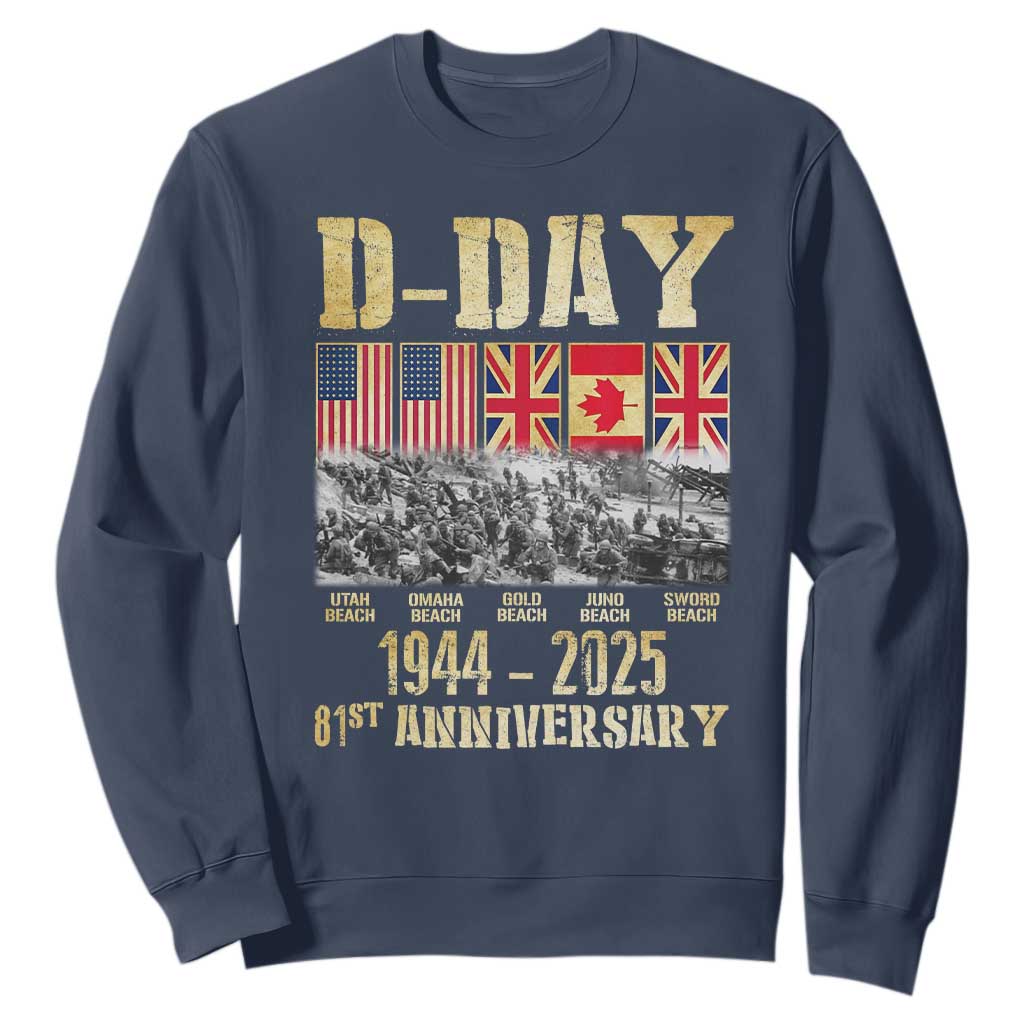 D Day 81st Anniversary Honor History Normandy WWII Sweatshirt TS11 Navy Print Your Wear