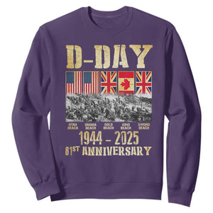 D Day 81st Anniversary Honor History Normandy WWII Sweatshirt TS11 Purple Print Your Wear