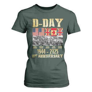 D Day 81st Anniversary Honor History Normandy WWII T Shirt For Women TS11 Dark Forest Green Print Your Wear