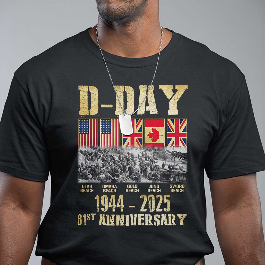 D Day 81st Anniversary Honor History Normandy WWII T Shirt TS11 Black Print Your Wear