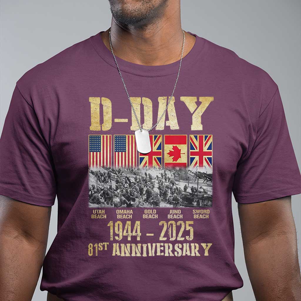 D Day 81st Anniversary Honor History Normandy WWII T Shirt TS11 Maroon Print Your Wear
