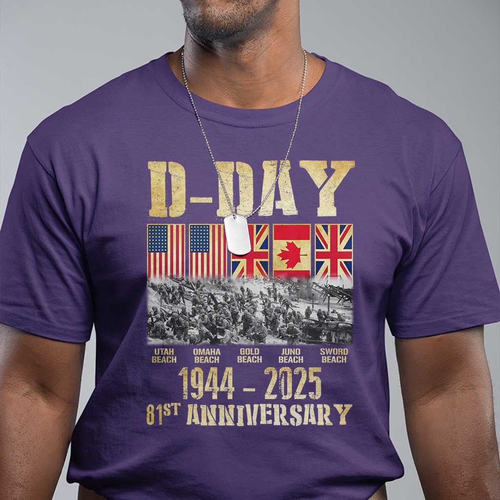 D Day 81st Anniversary Honor History Normandy WWII T Shirt TS11 Purple Print Your Wear