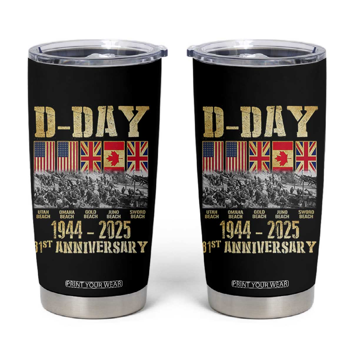 D Day 81st Anniversary Honor History Normandy WWII Tumbler Cup TS11 Black Print Your Wear