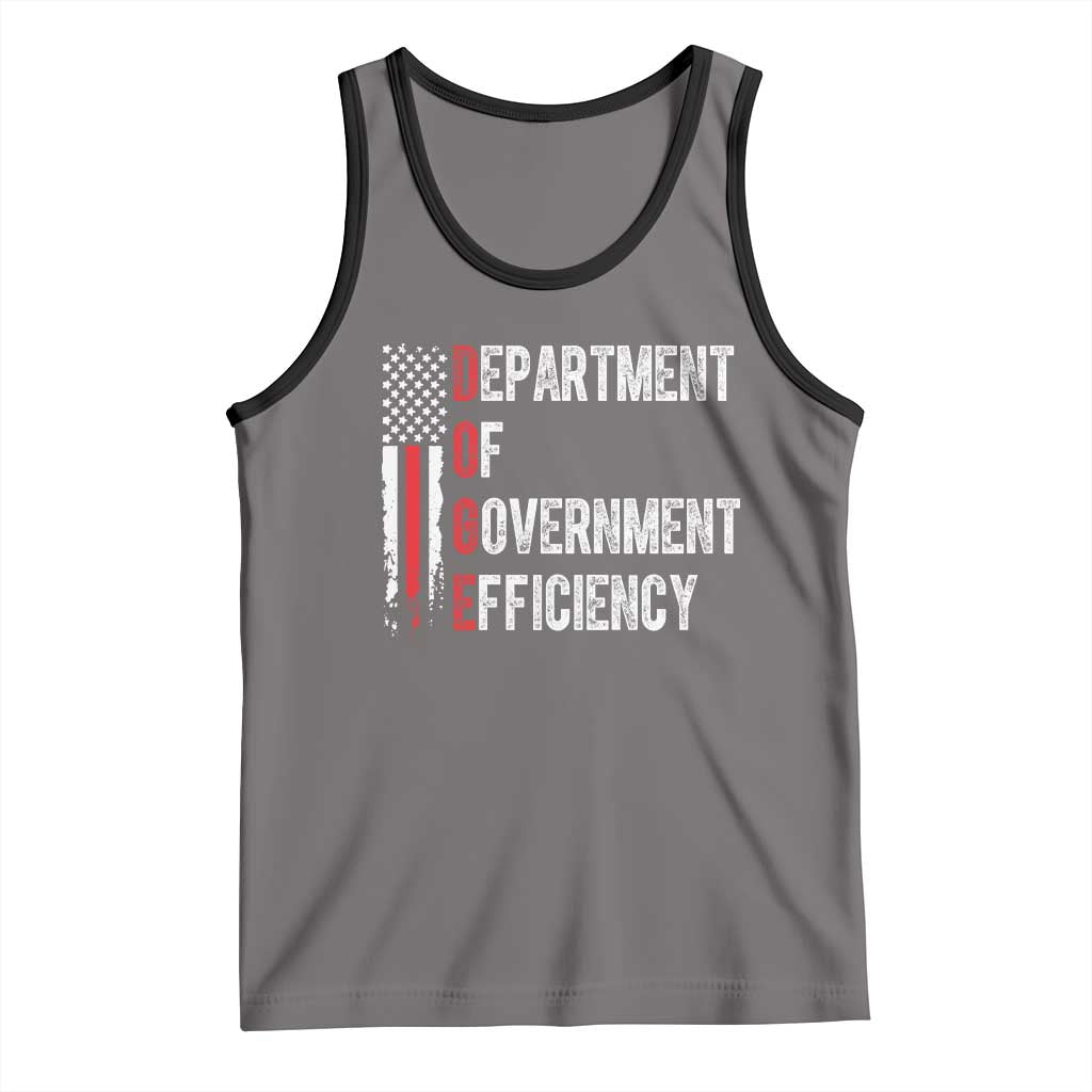 DOGE Department Of Government Efficiency Tank Top D.O.G.E. Partiotic US Flag TS10 Deep Heather Black Print Your Wear
