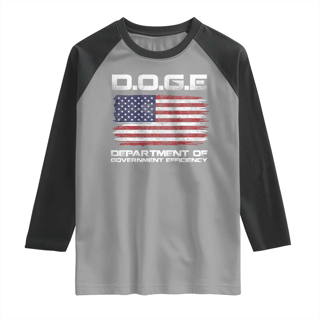 DOGE Department of Government Efficiency US Flag Raglan Shirt TS10 Sport Gray Black Print Your Wear