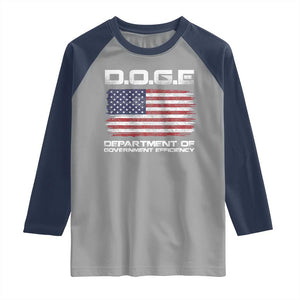 DOGE Department of Government Efficiency US Flag Raglan Shirt TS10 Sport Gray Navy Print Your Wear