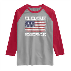 DOGE Department of Government Efficiency US Flag Raglan Shirt TS10 Sport Gray Red Print Your Wear