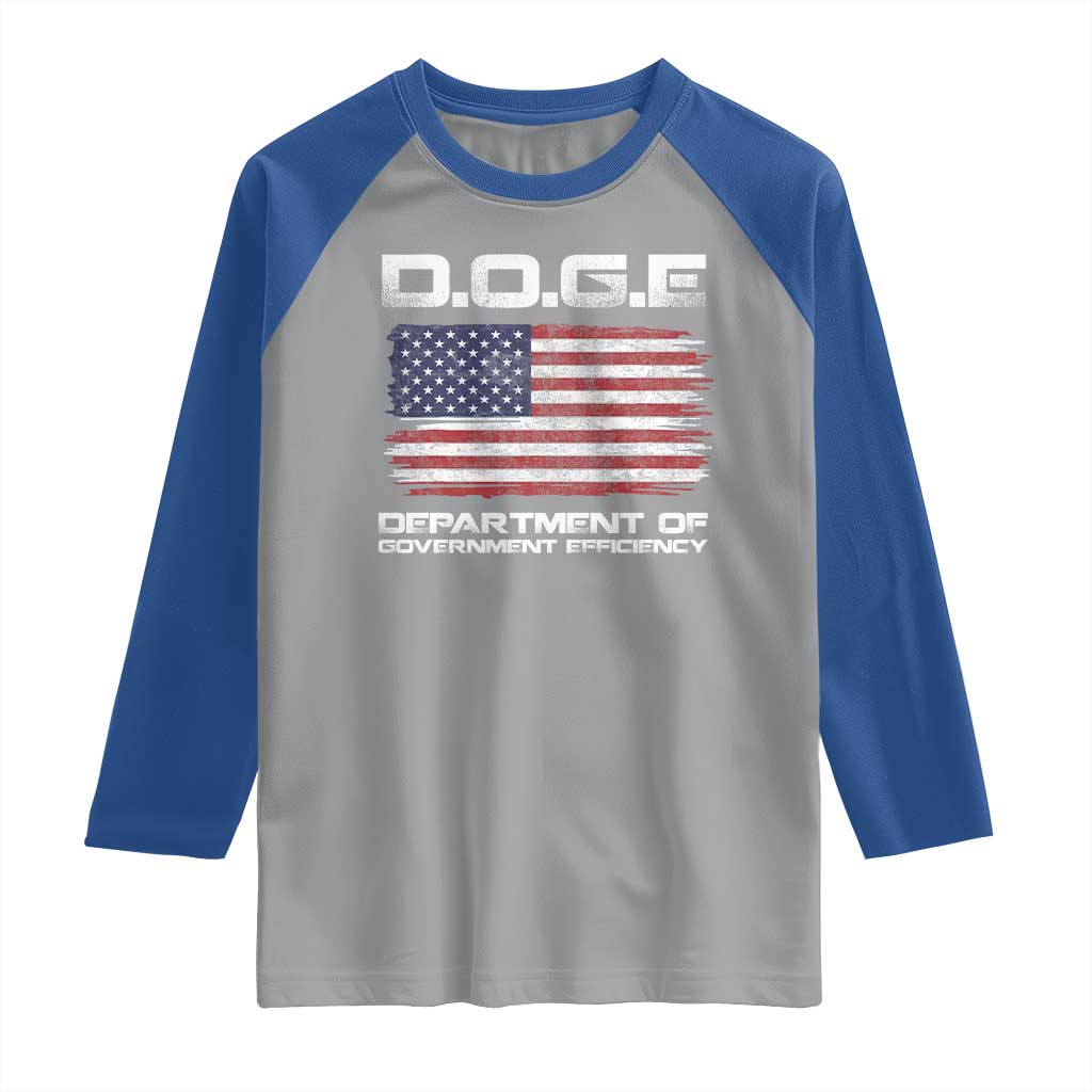DOGE Department of Government Efficiency US Flag Raglan Shirt TS10 Sport Gray Royal Print Your Wear