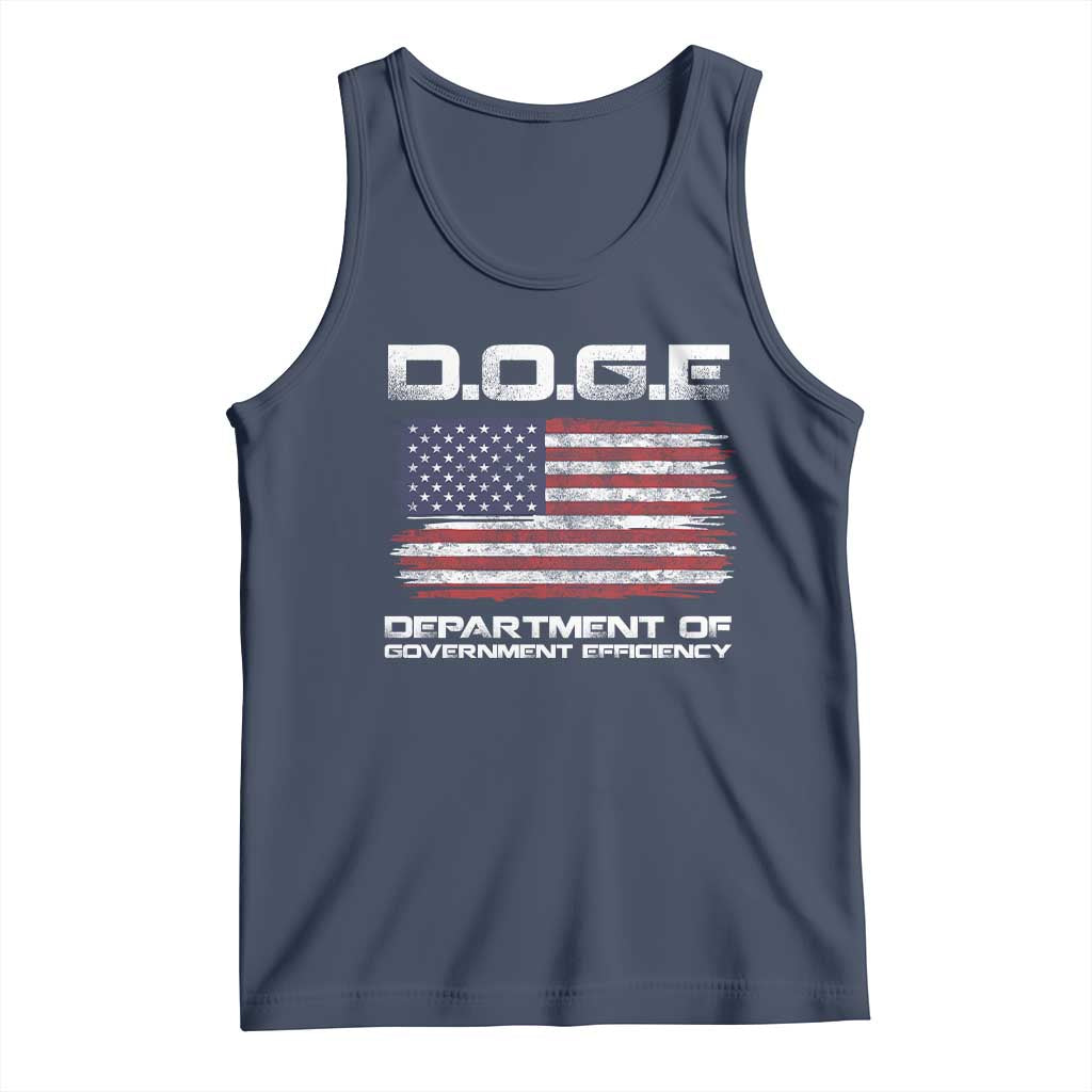 DOGE Department of Government Efficiency US Flag Tank Top TS10 Navy Print Your Wear