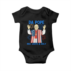 Da Pope Funny 4th of July Baby Onesie Red White and Holy Patriotic Catholic TS02 Black Print Your Wear
