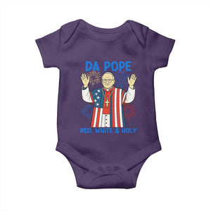 Da Pope Funny 4th of July Baby Onesie Red White and Holy Patriotic Catholic TS02 Purple Print Your Wear