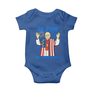 Da Pope Funny 4th of July Baby Onesie Red White and Holy Patriotic Catholic TS02 Royal Blue Print Your Wear