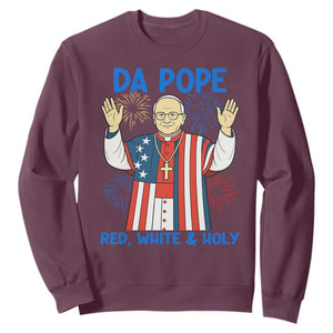Da Pope Funny 4th of July Sweatshirt Red White and Holy Patriotic Catholic TS02 Maroon Print Your Wear