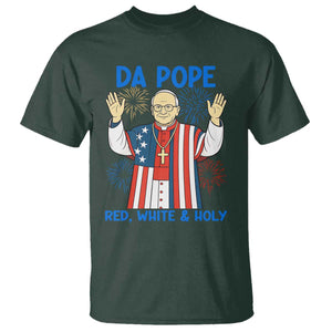 Da Pope Funny 4th of July T Shirt Red White and Holy Patriotic Catholic TS02 Dark Forest Green Print Your Wear
