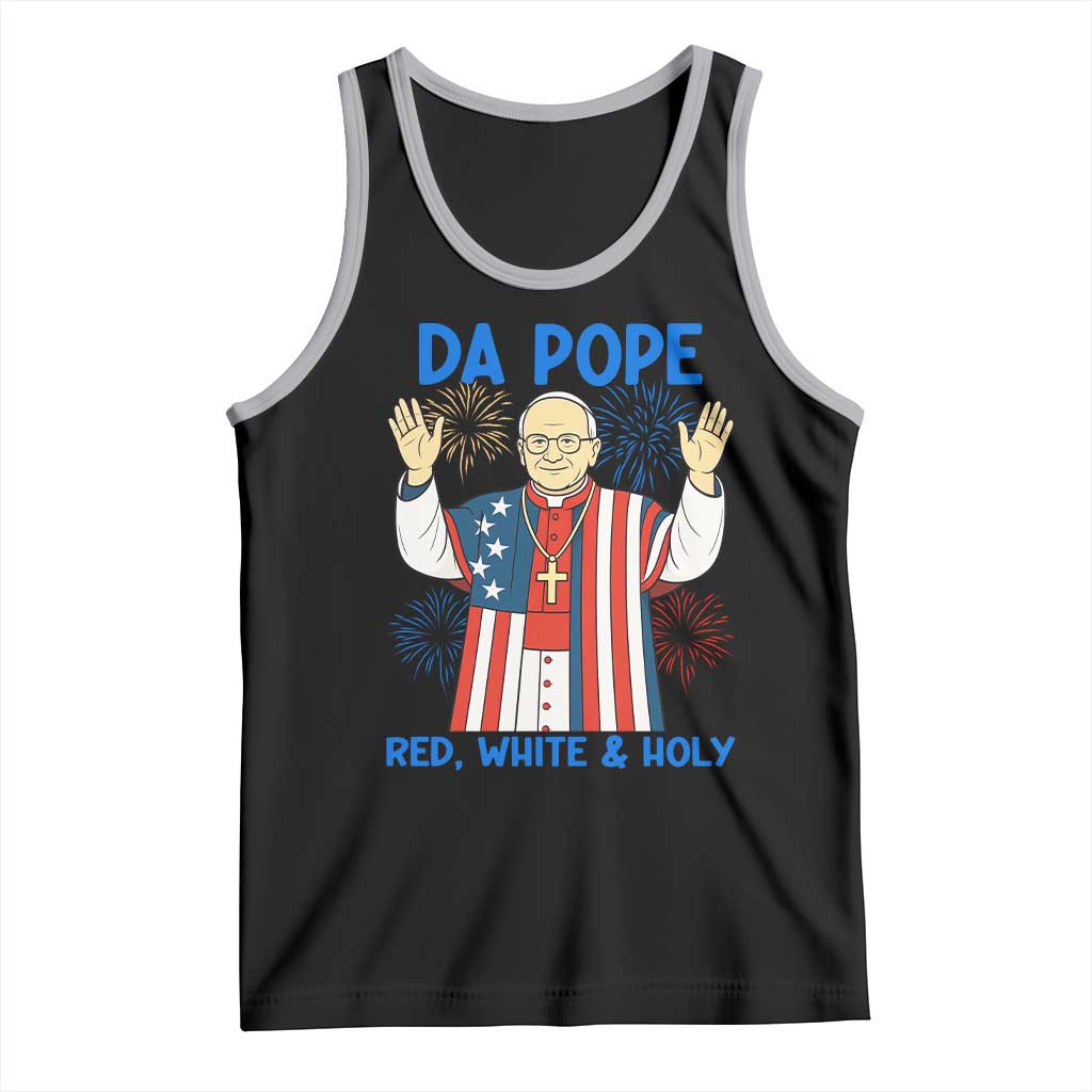 Da Pope Funny 4th of July Tank Top Red White and Holy Patriotic Catholic TS02 Black Athletic Heather Print Your Wear