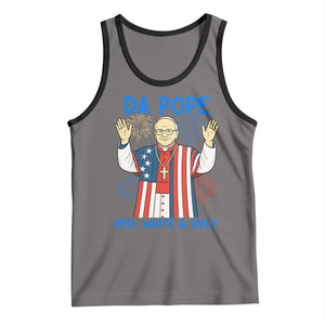 Da Pope Funny 4th of July Tank Top Red White and Holy Patriotic Catholic TS02 Deep Heather Black Print Your Wear