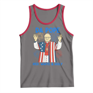 Da Pope Funny 4th of July Tank Top Red White and Holy Patriotic Catholic TS02 Deep Heather Red Print Your Wear