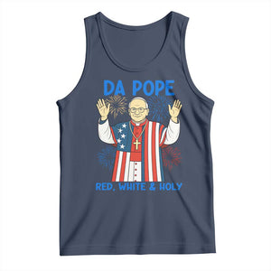 Da Pope Funny 4th of July Tank Top Red White and Holy Patriotic Catholic TS02 Navy Print Your Wear