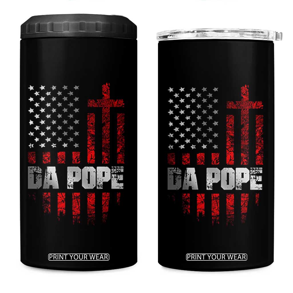 Da Pope Leo XIV 4 in 1 Can Cooler Tumbler From America Chicago America US Flag TS10 One Size: 16 oz Black Print Your Wear