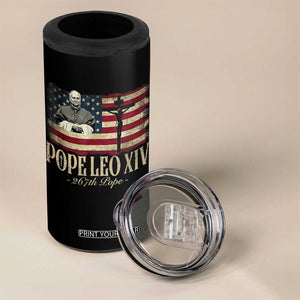 Da Pope Leo XIV 4 in 1 Can Cooler Tumbler From America Chicago USA Flag Cross TS10 Print Your Wear