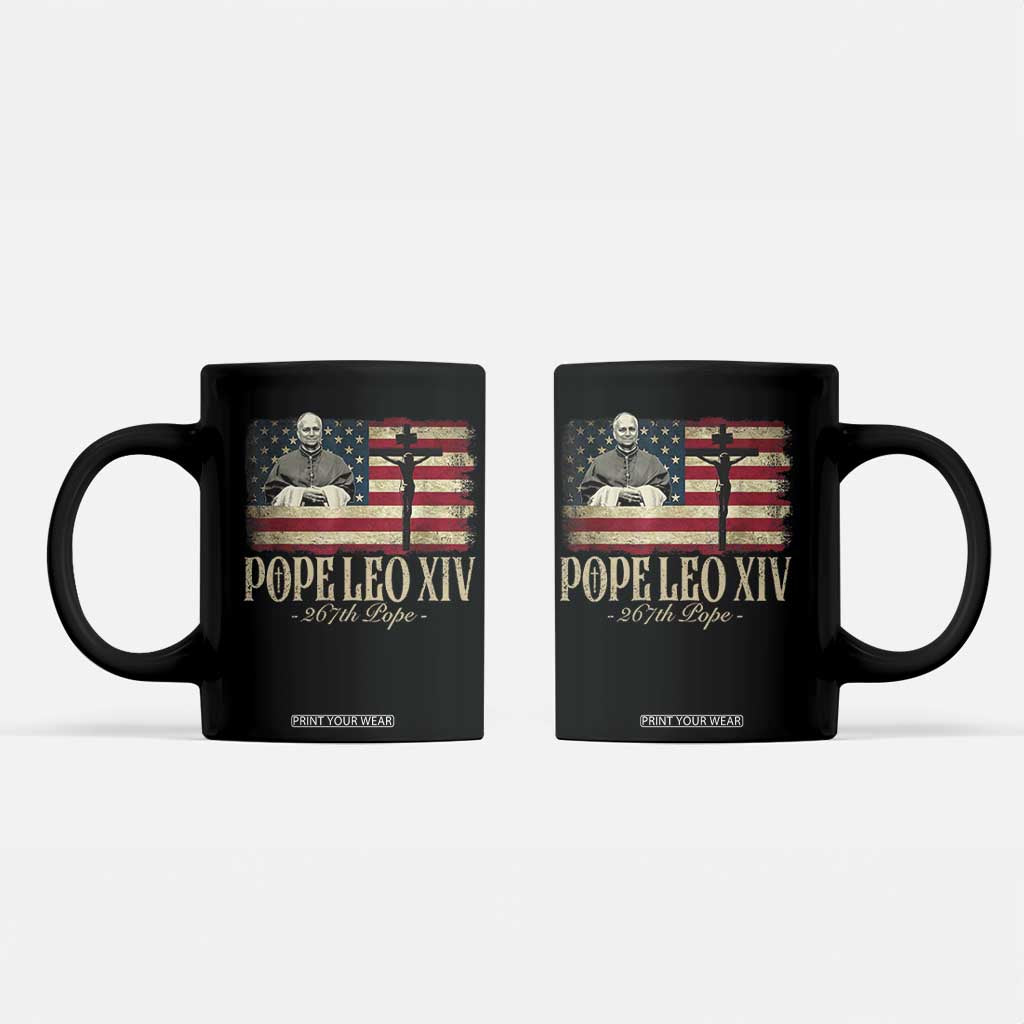 Da Pope Leo XIV Coffee Mug From America Chicago USA Flag Cross TS10 Black Print Your Wear
