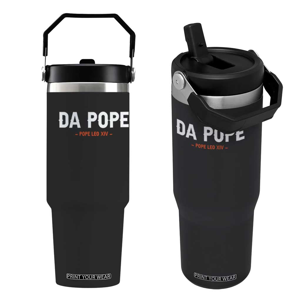 Da Pope Leo XIV Flip Straw Tumbler 267th Pope Catholic Chicago Pride TS02 One Size: 30 oz Black Print Your Wear