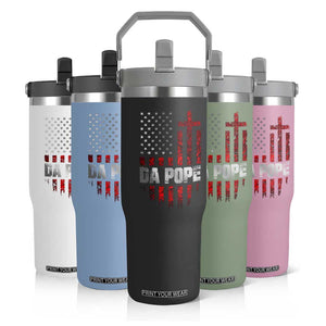 Da Pope Leo XIV Flip Straw Tumbler From America Chicago America US Flag TS10 Print Your Wear