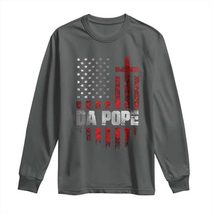 Da Pope Leo XIV Long Sleeve Shirt From America Chicago America US Flag TS10 Dark Heather Print Your Wear