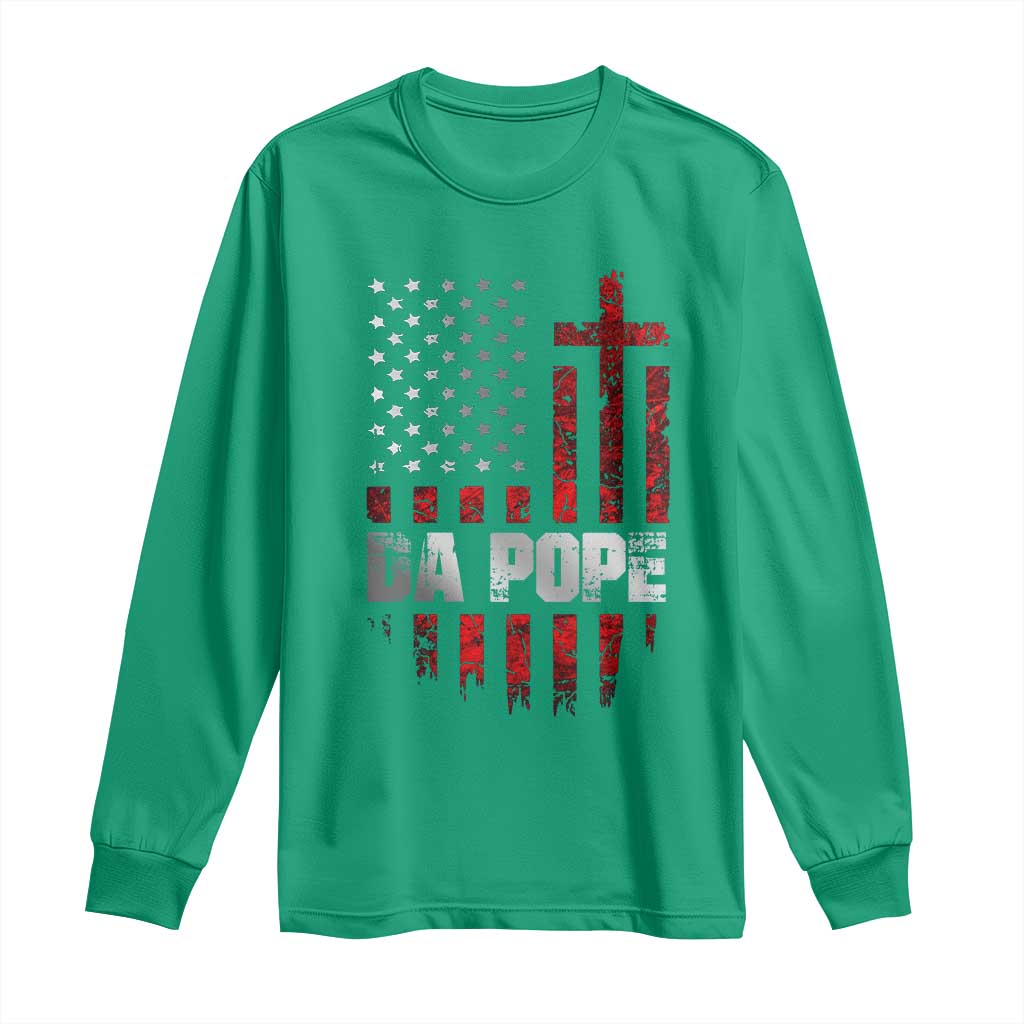 Da Pope Leo XIV Long Sleeve Shirt From America Chicago America US Flag TS10 Irish Green Print Your Wear